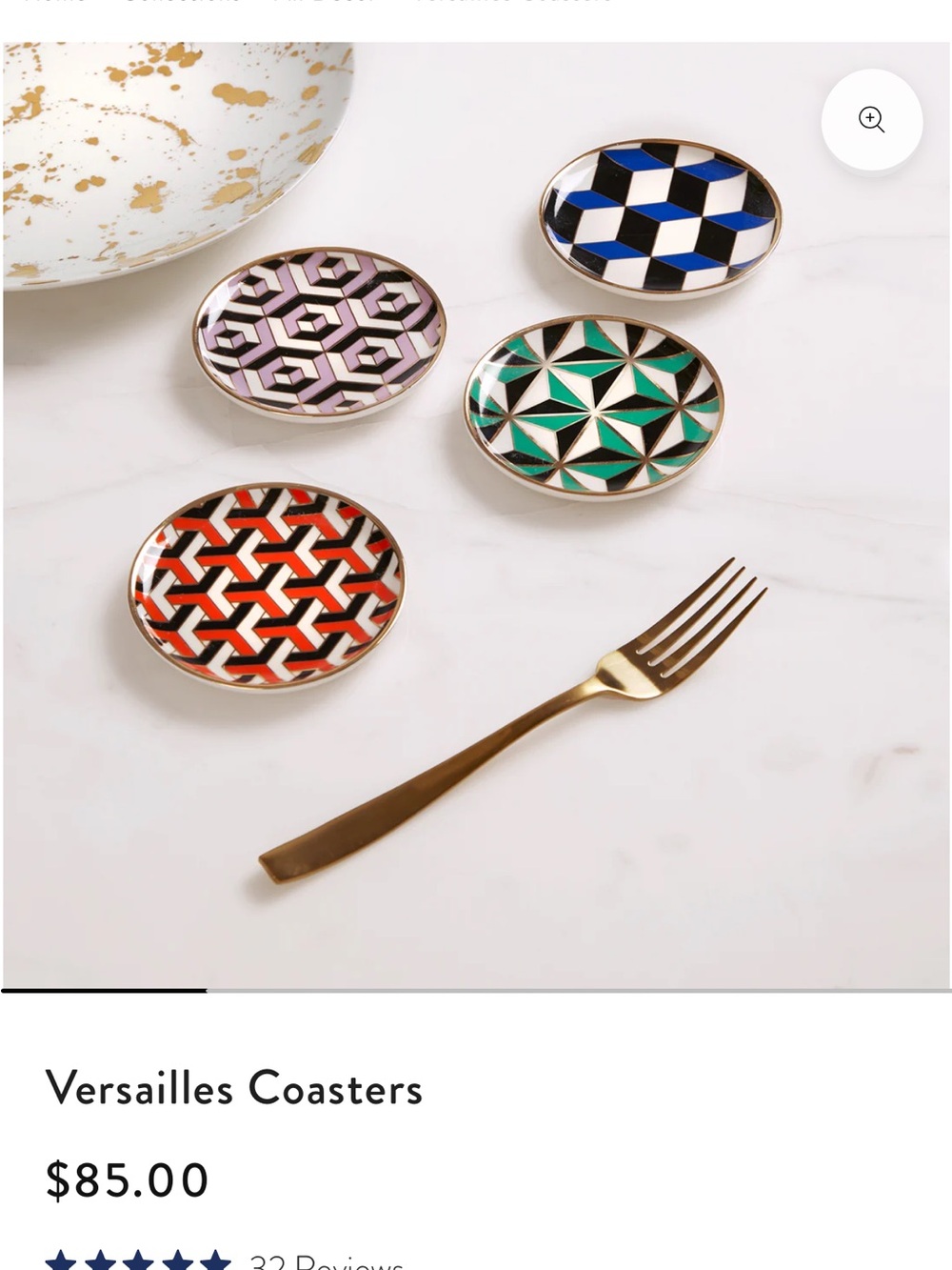 Jonathan Adler Versailles Porcelain Coaster Set - Picture 2 of 3